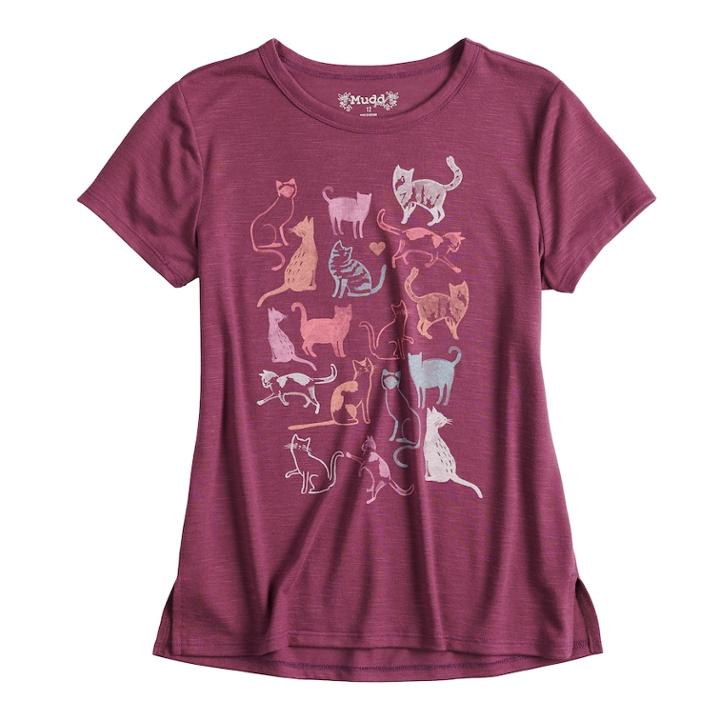 Girls 7-16 & Plus Size Mudd® Short Sleeve Graphic Tee, Size: 18 1/2, Med Purple
