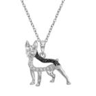 Sterling Silver 1/10-ct. T.w. Black And White Diamond Boston Terrier Dog Pendant, Women's, Size: 18