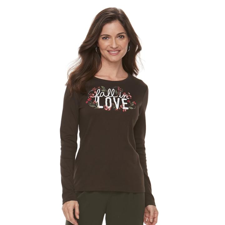 Women's Croft & Barrow&reg; Harvest Tee, Size: Large, Dark Brown