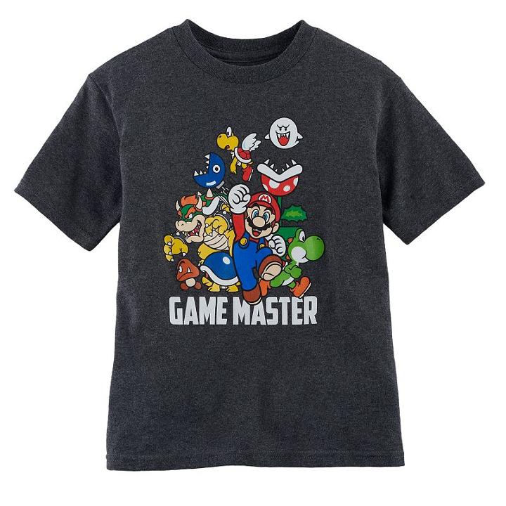 Boys 4-7 Super Mario Bros Game Master Graphic Tee, Size: 7, Dark Grey