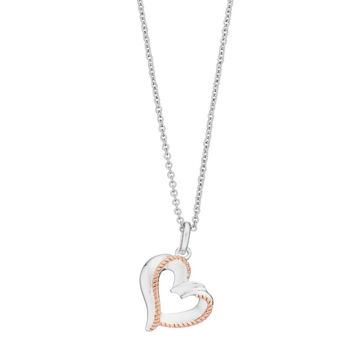 Two Tone Silver Plated Sideways Heart Pendant, Women's