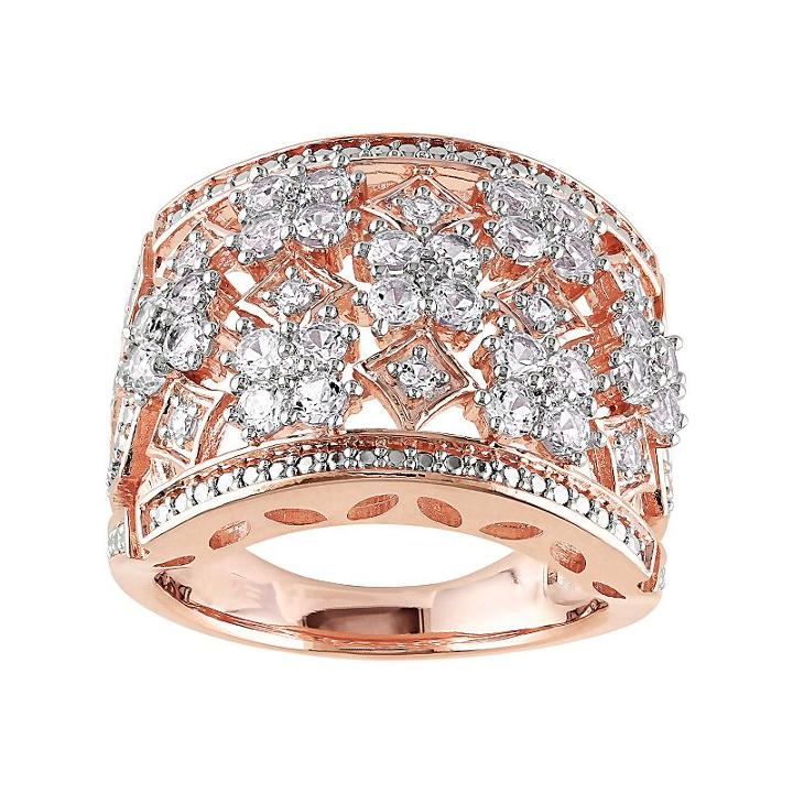 Lab-created White Sapphire Pink Rhodium-plated Sterling Silver Ring, Women's, Size: 5