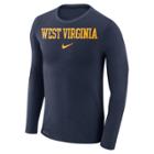 Men's Nike West Virginia Mountaineers Marled Long-sleeve Dri-fit Tee, Size: Xxl, Blue (navy)