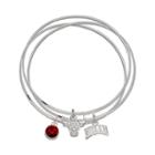 Logoart Chicago Bulls Silver Tone Crystal Charm Bangle Bracelet Set, Women's
