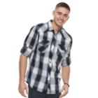 Men's Rock & Republic Plaid Button-down Shirt, Size: Medium, Med Blue
