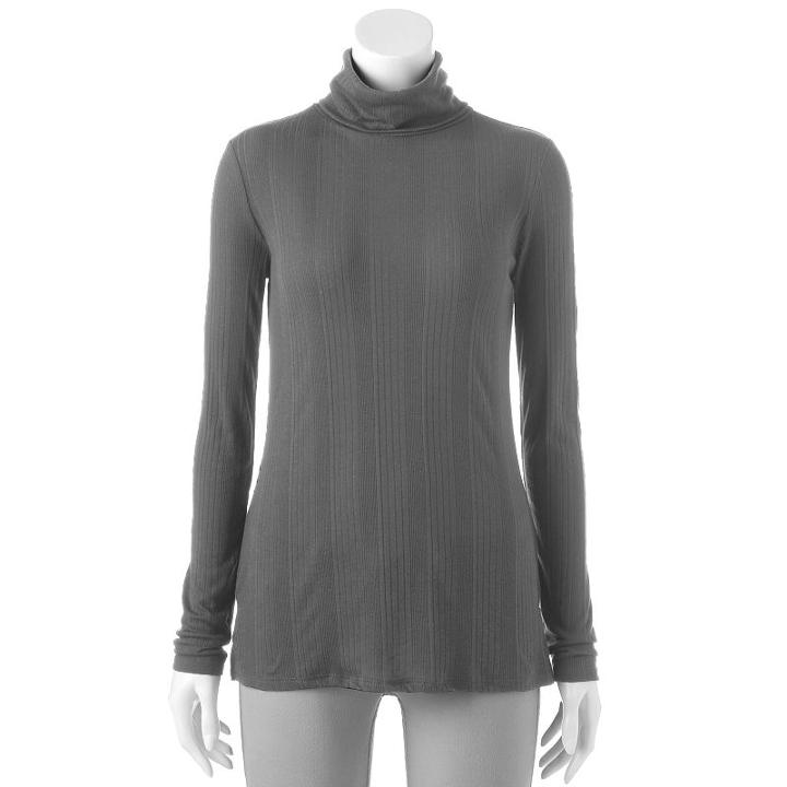 Women's Apt. 9&reg; Ribbed Turtleneck, Size: Large, Med Grey