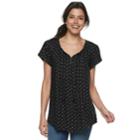 Women's Sonoma Goods For Life&trade; Pintuck Tee, Size: Large, Black