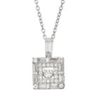 Sterling Silver Dancing Cubic Zirconia Square Pendant Necklace, Women's, White