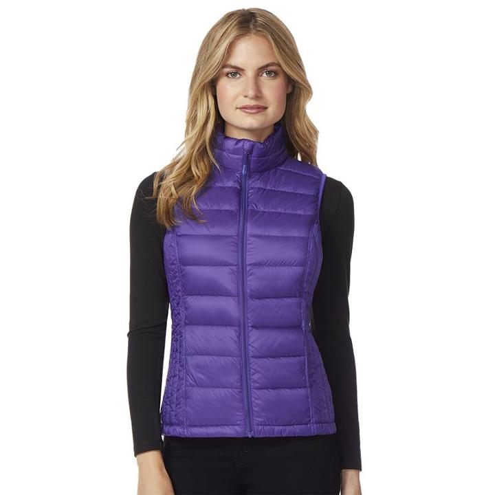 Women's Heat Keep Down Puffer Vest, Size: Large, Med Blue