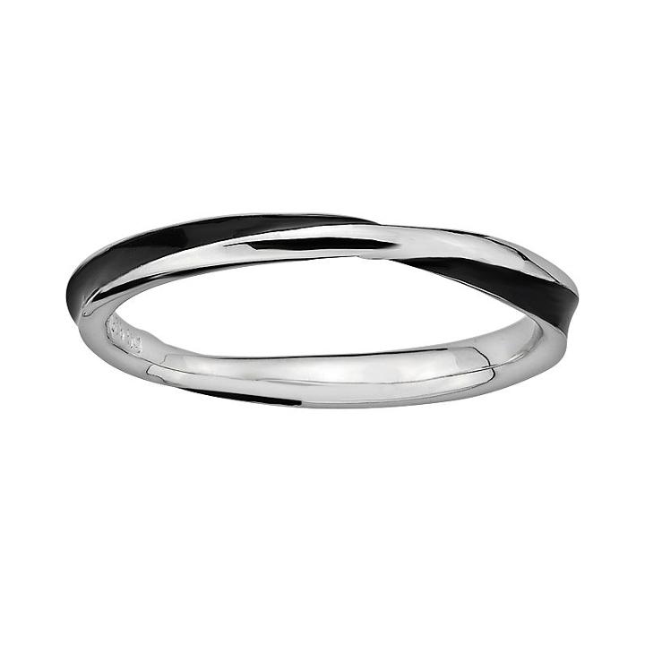 Stacks And Stones Sterling Silver Black Enamel Twist Stack Ring, Women's, Size: 5, Grey
