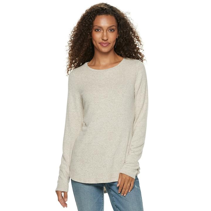 Women's Sonoma Goods For Life&trade; Supersoft Crewneck Tee, Size: Xl, Lt Beige