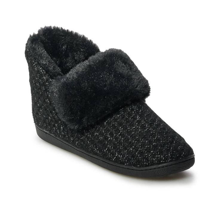 Women's Sonoma Goods For Life&trade; Sweater Bootie Slipper, Size: Large, Black