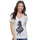 Disney's Alice In Wonderland Juniors' V-neck Graphic Tee, Teens, Size: Large, Grey