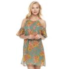 Juniors' Lily Rose Floral Cold-shoulder Halter Dress, Teens, Size: Medium, Lt Orange