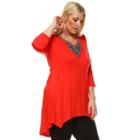 Plus Size White Mark Beaded High-low Hem Tunic, Women's, Size: 1xl, Red