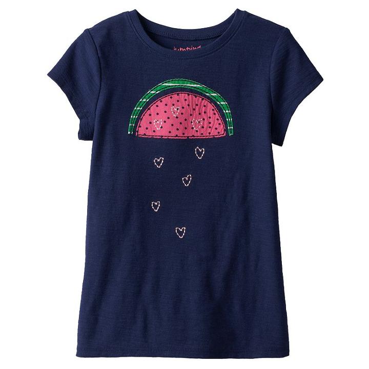 Girls 4-10 Jumping Beans&reg; Short Sleeve Slubbed Embroidered Graphic Tee, Girl's, Size: 7, Dark Blue