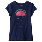Girls 4-10 Jumping Beans&reg; Short Sleeve Slubbed Embroidered Graphic Tee, Girl's, Size: 7, Dark Blue