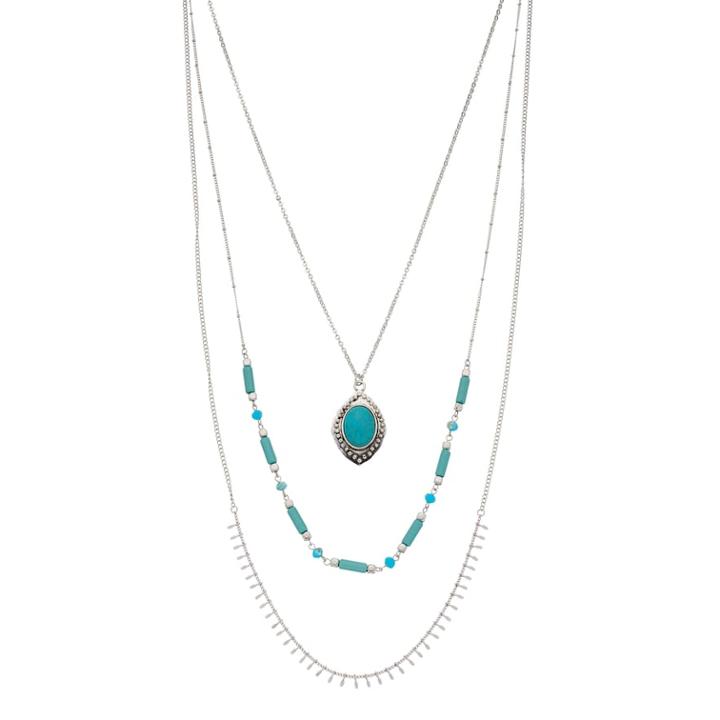 Simulated Turquoise Multi Strand Necklace, Women's, Turq/aqua