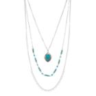 Simulated Turquoise Multi Strand Necklace, Women's, Turq/aqua