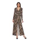 Women's Jennifer Lopez Luxe Essentials Wrap Dress, Size: Large, Brown