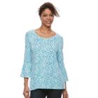 Women's Croft & Barrow&reg; Bell Sleeve Peasant Top, Size: Large, Dark Blue