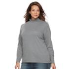 Plus Size Croft & Barrow&reg; Mockneck Long Sleeve Tee, Women's, Size: 1xl, Dark Grey