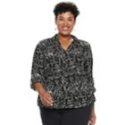 Plus Size Dana Buchman Roll-tab Button-down Shirt, Women's, Size: 3xl, Med Beige