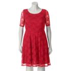 Juniors' Plus Size Wrapper Lace A-line Dress, Girl's, Size: 1xl, Red