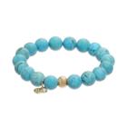 Tfs Jewelry 14k Gold Over Silver Teal Magnesite Bead Stretch Bracelet, Women's, Size: 7, Blue