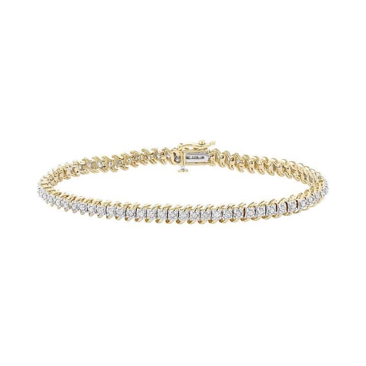 1 Carat T.w. Diamond 10k Gold Tennis Bracelet, Women's, Size: 7, White