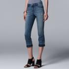 Women's Simply Vera Vera Wang Release Hem Midrise Capri Jeans, Size: 2, Blue