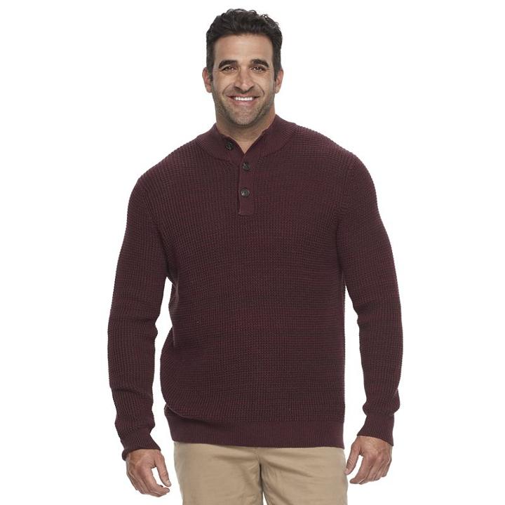 Big & Tall Croft & Barrow&reg; Classic-fit Waffle-weave Cardigan, Men's, Size: Xxl Tall, Dark Pink