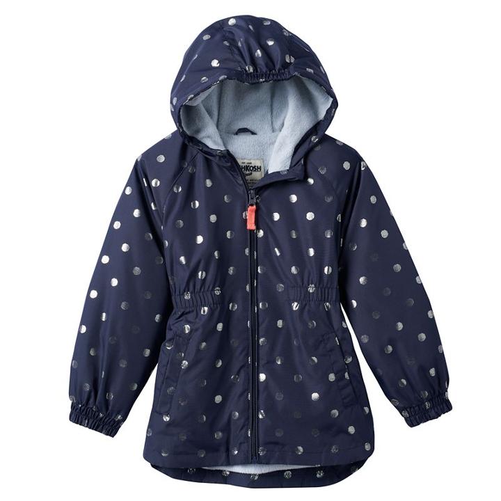 Girls 4-6x Oshkosh B'gosh&reg; Fleece-lined Dot Midweight Jacket, Girl's, Size: 6x, Blue (navy)