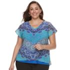 Plus Size Dana Buchman Mixed Media Top, Women's, Size: 1xl, Turquoise/blue (turq/aqua)