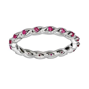 Stacks And Stones Sterling Silver Lab-created Ruby Stack Ring, Women's, Size: 7