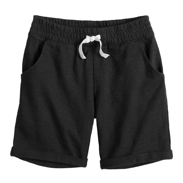 Girls 4-10 Jumping Beans&reg; Roll-cuff French Terry Bermuda Shorts, Size: 6, Black