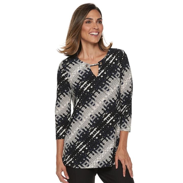 Women's Dana Buchman Keyhole Top, Size: Xl, Blue (navy)
