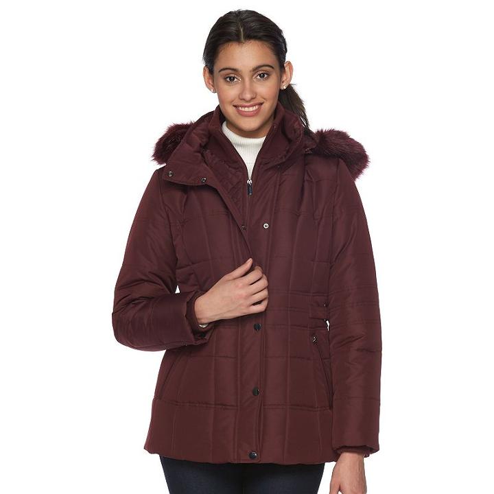 Women's D.e.t.a.i.l.s Hooded Quilted Jacket, Size: Small, Red