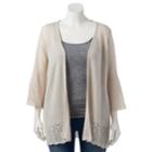 Plus Size Lc Lauren Conrad Pointelle Cardigan, Women's, Size: 2xl, Med Beige