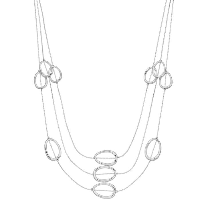 Oval Link Triple Strand Necklace, Women's, Silver