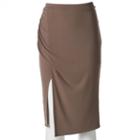Women's Jennifer Lopez Ruched Faux-wrap Skirt, Size: Large, Brown