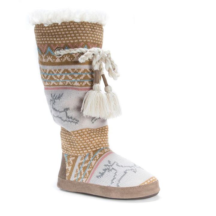 Muk Luks Women's Knit Tassel Boot Slippers, Size: Medium, Lt Purple