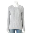 Women's Croft & Barrow&reg; Cable-knit Crewneck Sweater, Size: Xl, Light Grey