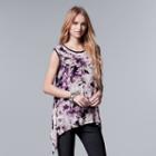 Women's Simply Vera Vera Wang Print Handkerchief Tank, Size: Medium, Drk Purple