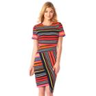 Women's Indication By Eci Striped Asymmetrical Sheath Dress, Size: Small, Drk Orange