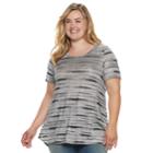 Plus Size Apt. 9&reg; Striped High-low Tunic, Women's, Size: 0x, Black