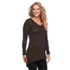 Women's Apt. 9&reg; V-neck Tunic Sweater, Size: Small, Dark Brown