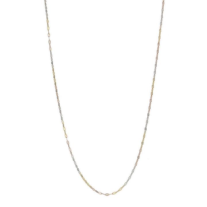 Tri-tone Sterling Silver Daisy Chain Long Necklace, Women's, Multicolor