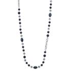 Long Blue Beaded Necklace, Women's, Navy