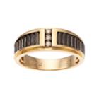 Men's Two Tone 10k Gold 1 1/10 Carat T.w. Diamond 3-stone Ring, Size: 12, Brown